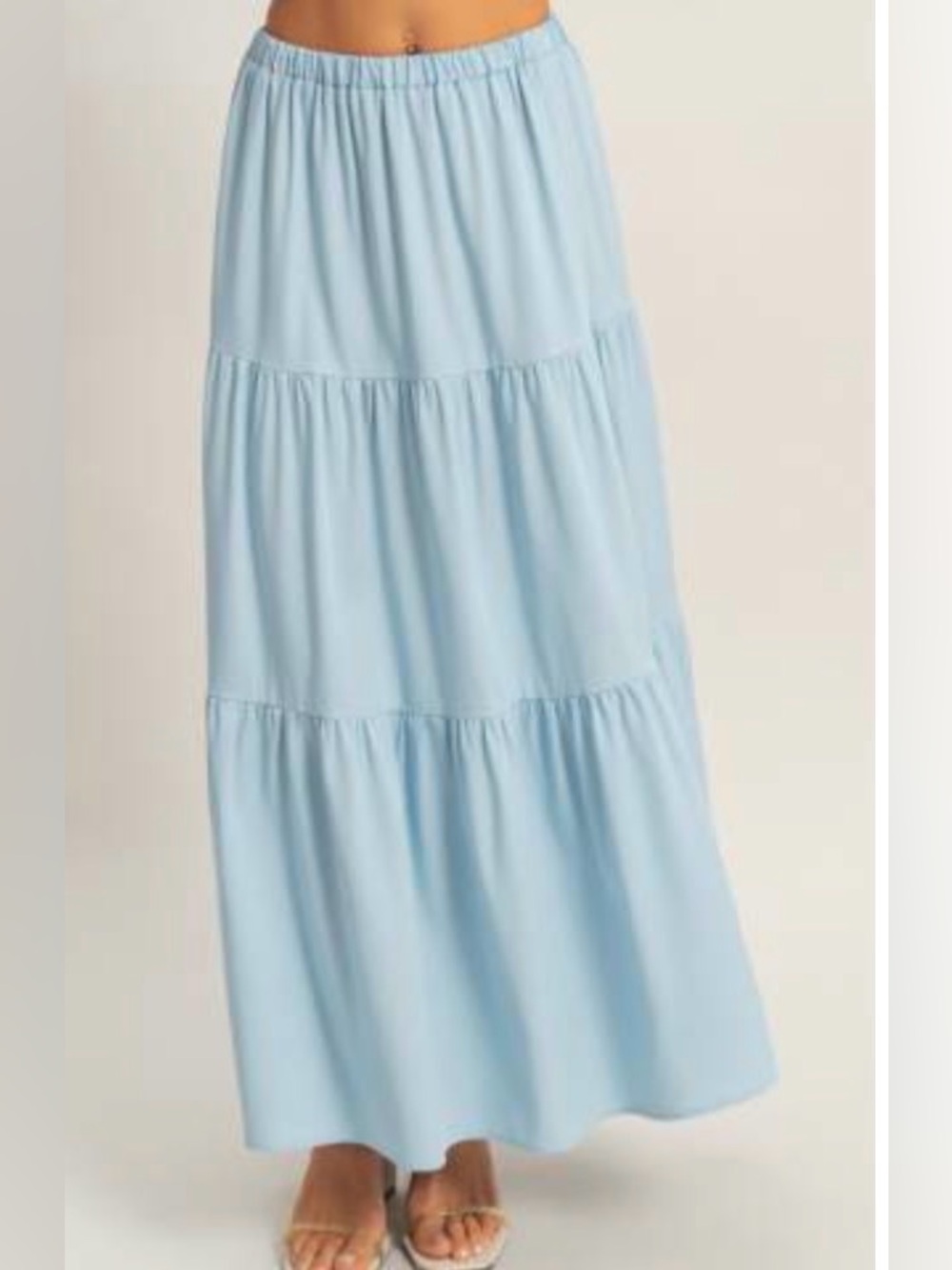 HYFVE Light Blue Tiered Maxi Skirt